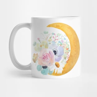 moon and  flowers arrangement watercolor Mug